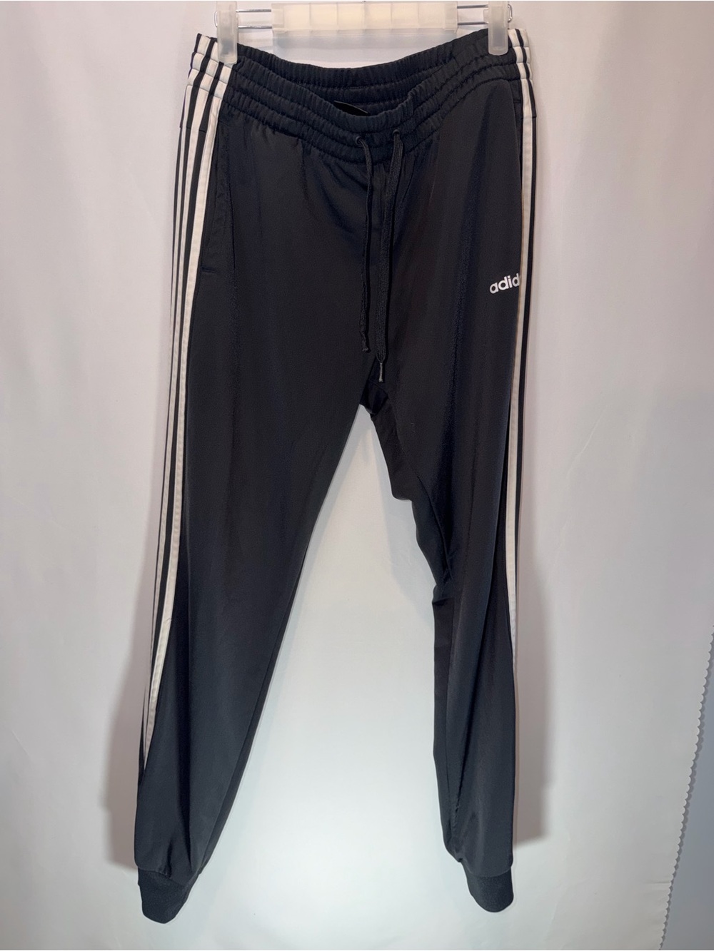 adidas Black Jogger Sweatpants with White Three-Stripes